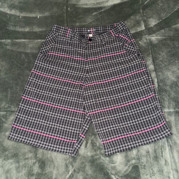 Lululemon Golf Shorts Men's 30 Gray Pink Gingham Plaid Pockets Nylon Casual - Picture 1 of 6